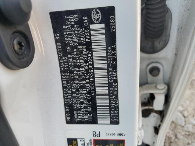 4T1BK1FK2GU030567 - 2016 TOYOTA CAMRY XSE WHITE photo 13