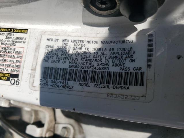 1NXBR32EX5Z459850 - 2005 TOYOTA COROLLA CE WHITE photo 12