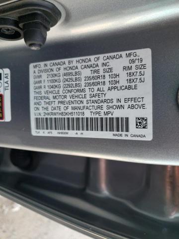 2HKRW1H83KH511018 - 2019 HONDA CR-V EXL SILVER photo 14
