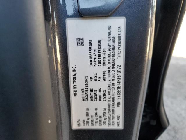 5YJ3E1ET4RF810172 - 2024 TESLA MODEL 3 Gris photo 13