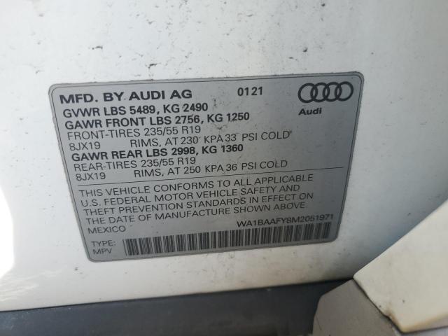 WA1BAAFY8M2051971 - 2021 AUDI Q5 PREMIUM PLUS WHITE photo 13