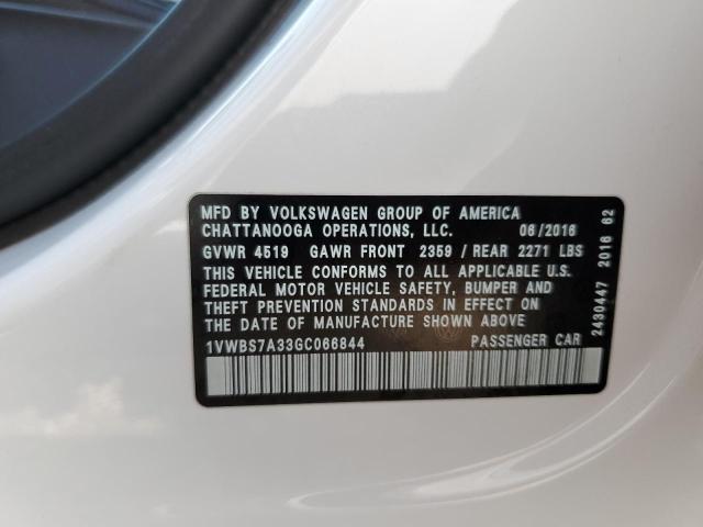 1VWBS7A33GC066844 - 2016 VOLKSWAGEN PASSAT SE 白色 照片 12