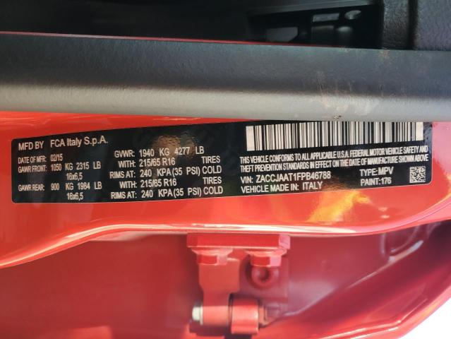 ZACCJAAT1FPB46788 - 2015 JEEP RENEGADE SPORT RED photo 12