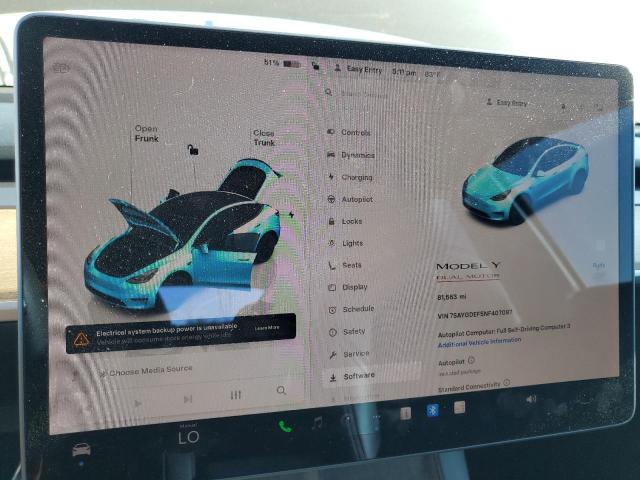 7SAYGDEF5NF407097 - 2022 TESLA MODEL Y BLACK photo 9