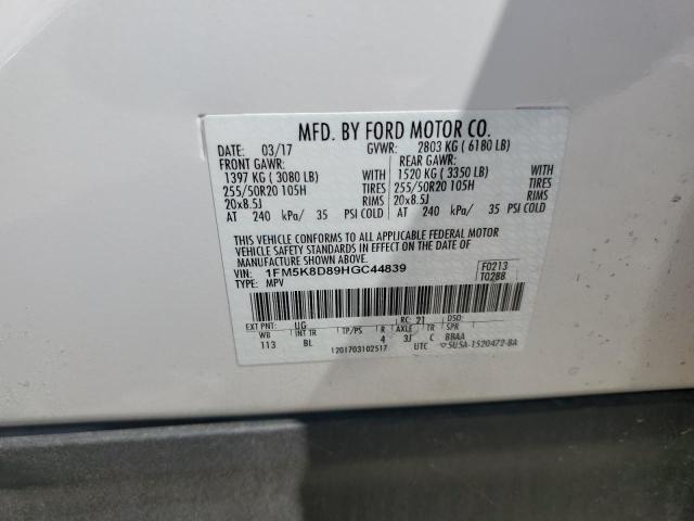 1FM5K8D89HGC44839 - 2017 FORD EXPLORER XLT Ağ foto 13