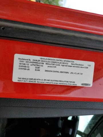 3AKJHHDR9MSLG1356 - 2021 FREIGHTLINER CASCADIA 1 Կարմիր լուսանկար 10