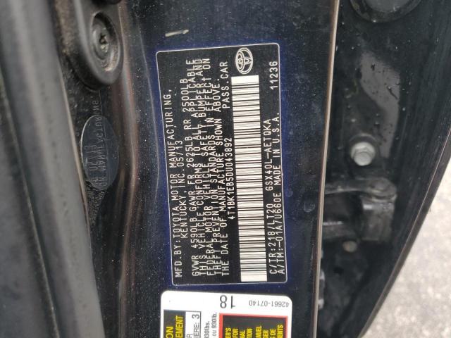 4T1BK1EB5DU043892 - 2013 TOYOTA AVALON BASE Чорний фото 12