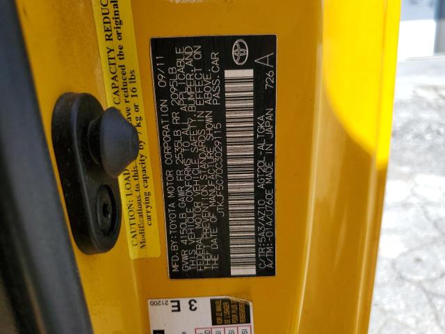 JTKJF5C70C3029115 - 2012 TOYOTA SCION TC YELLOW photo 13