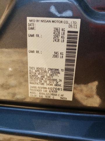 1N4BL4EV4MN407085 - 2021 NISSAN ALTIMA SL GRAY photo 12