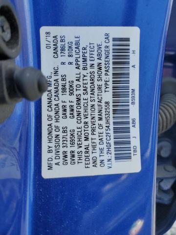 2HGFC2F54JH532558 - 2018 HONDA CIVIC LX Mavi foto 12