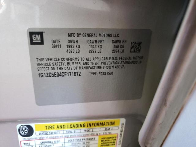1G1ZC5E04CF171672 - 2012 CHEVROLET MALIBU 1LT SILVER photo 12
