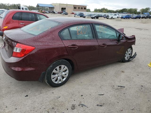 19XFB2F54CE099632 - 2012 HONDA CIVIC LX MAROON photo 3