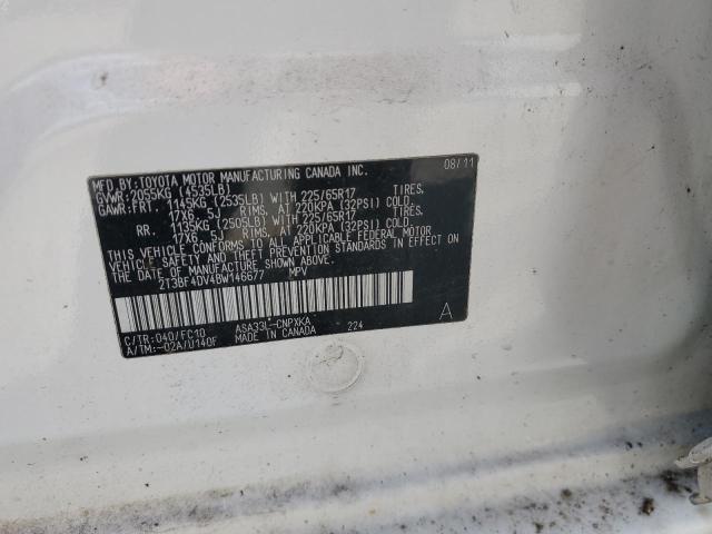 2T3BF4DV4BW146677 - 2011 TOYOTA RAV4 WHITE photo 13