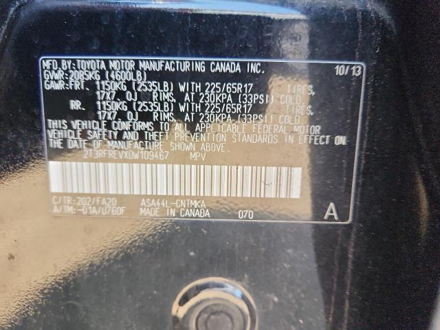 2T3RFREVXDW109467 - 2013 TOYOTA RAV4 XLE BLACK photo 13