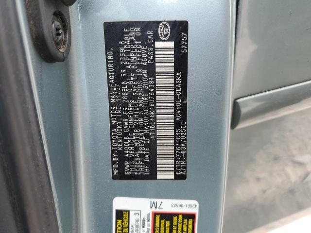 4T1BE46K18U764384 - 2008 TOYOTA CAMRY CE Жасыл фото 13