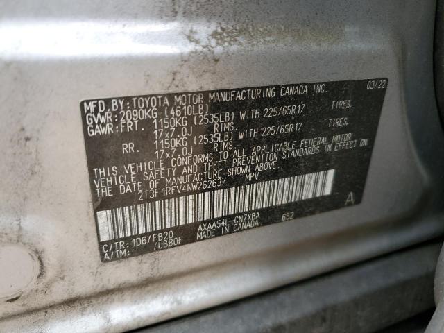 2T3F1RFV4NW262637 - 2022 TOYOTA RAV4 LE SILVER photo 13