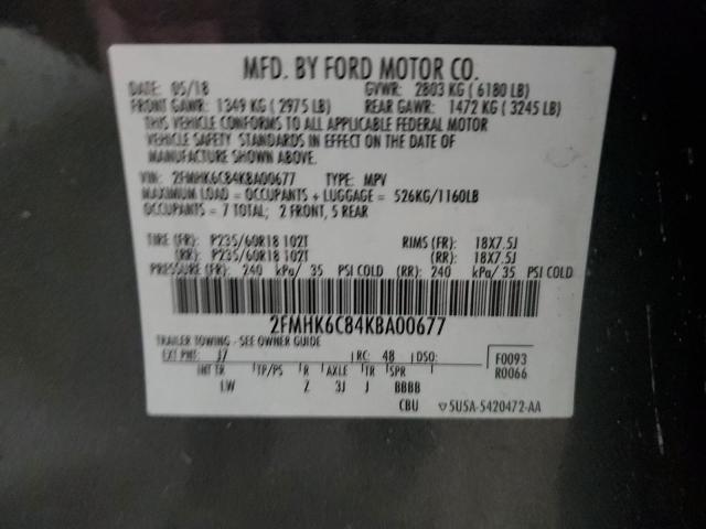 2FMHK6C84KBA00677 - 2019 FORD FLEX SEL CHARCOAL photo 13