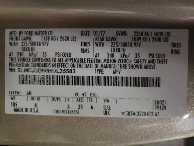 5LMCJ3D90HUL35583 - 2017 LINCOLN MKC RESERVE Bej foto 13