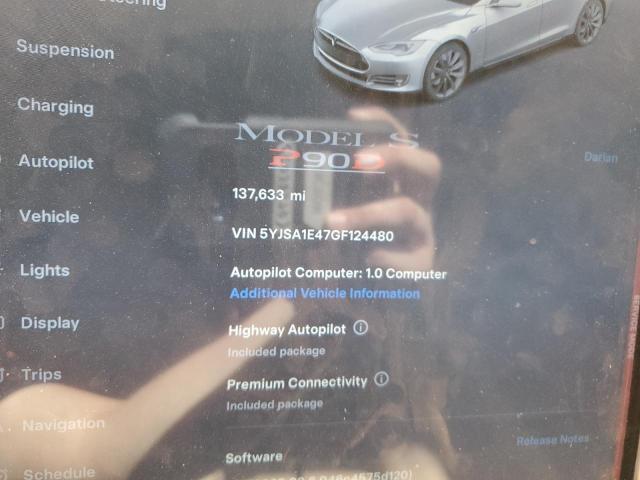 5YJSA1E47GF124480 - 2016 TESLA MODEL S SILVER photo 9