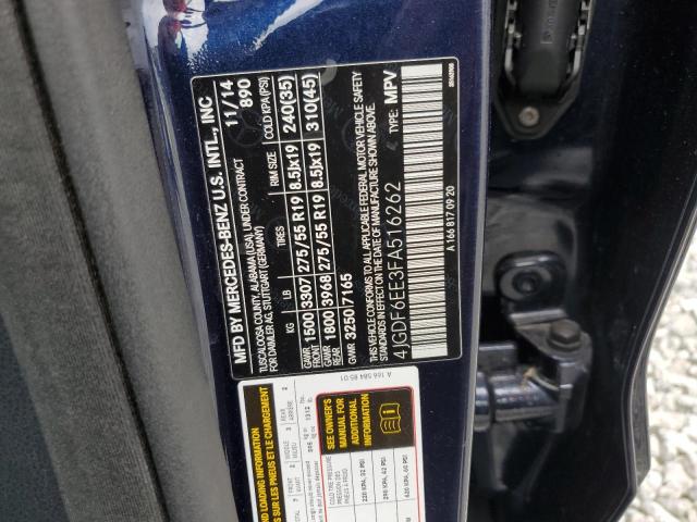 4JGDF6EE3FA516262 - 2015 MERCEDES-BENZ GL 450 4MATIC BLUE photo 13