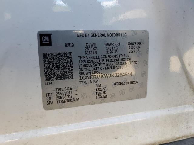 1GNERGKW0KJ254544 - 2019 CHEVROLET TRAVERSE LT Biały zdjęcie 13