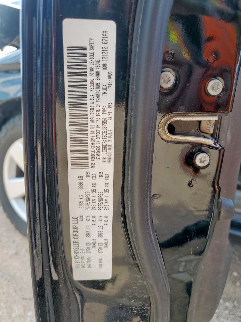 1C6RD7KT6CS187854 - 2012 DODGE RAM 1500 ST 黑色 照片 12