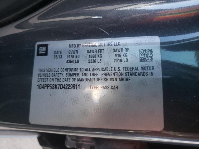 1G4PP5SK7D4229811 - 2013 BUICK VERANO GRAY photo 12