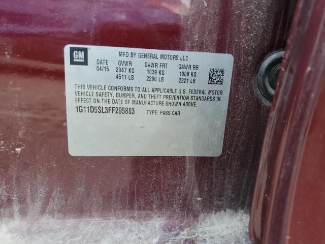 1G11D5SL3FF295803 - 2015 CHEVROLET MALIBU 2LT RED photo 13