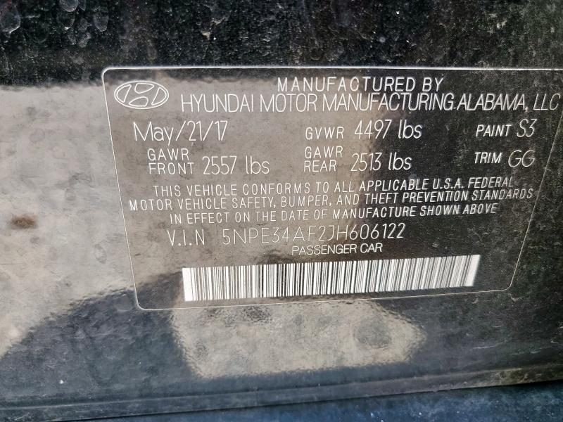 5NPE34AF2JH606122 - 2018 HYUNDAI SONATA SPORT BLACK photo 13