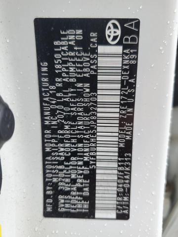 5YFBURHE5JP832703 - 2018 TOYOTA COROLLA L WHITE photo 13