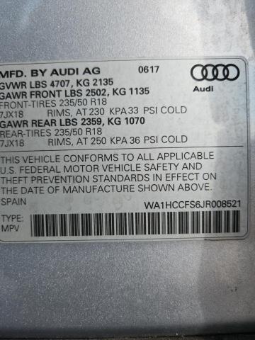WA1HCCFS6JR008521 - 2018 AUDI Q3 PREMIUM PLUS ვერცხლისფერი ფოტო 13