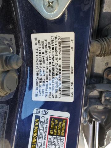 19XFA16559E000130 - 2009 HONDA CIVIC LX BLUE photo 12