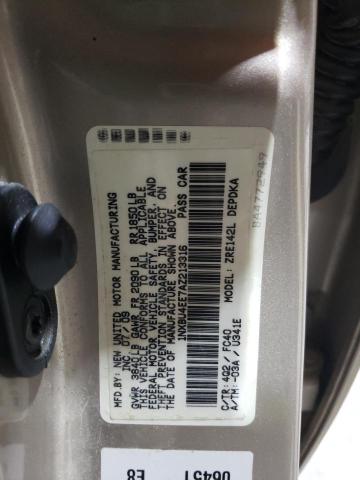 1NXBU4EE7AZ213316 - 2010 TOYOTA COROLLA BASE ოქროსფერი ფოტო 13