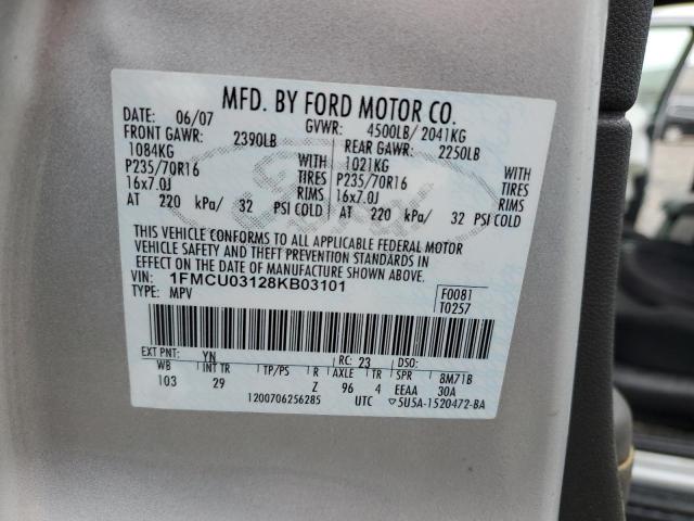 1FMCU03128KB03101 - 2008 FORD ESCAPE XLT SILVER photo 13