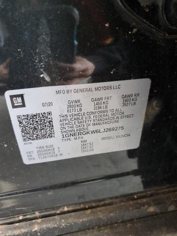 1GNERGKW6LJ269275 - 2020 CHEVROLET TRAVERSE LT BLACK photo 13