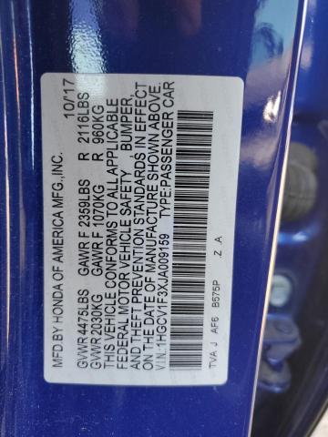 1HGCV1F3XJA009159 - 2018 HONDA ACCORD SPORT BLUE photo 12