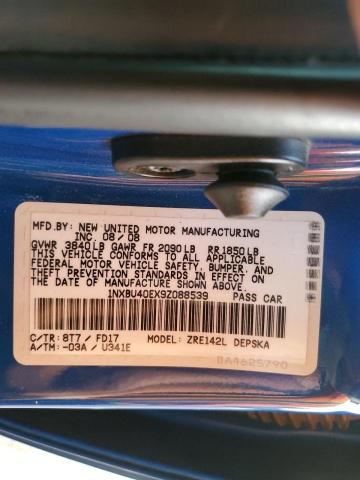 1NXBU40EX9Z088539 - 2009 TOYOTA COROLLA BASE Կապույտ լուսանկար 12