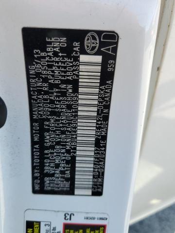 2T1BU4EE9DC110095 - 2013 TOYOTA COROLLA BASE Սպիտակ լուսանկար 12