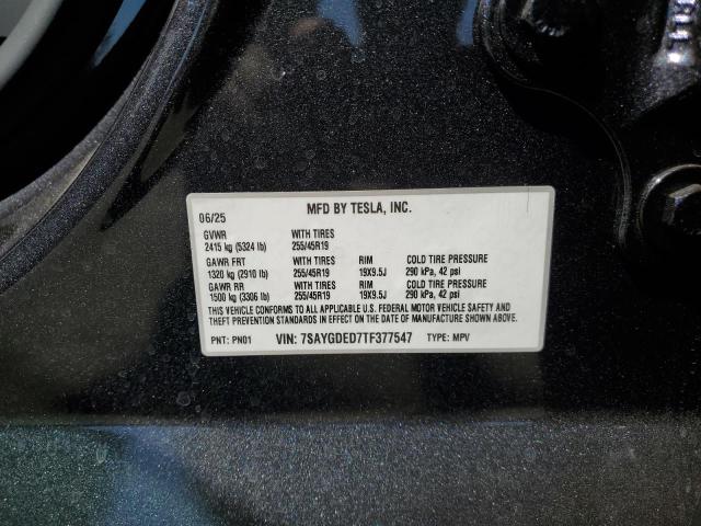 7SAYGDED7TF377547 - 2026 TESLA MODEL Y GRAY photo 12