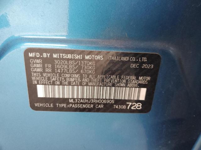 ML32AUHJ3RH006905 - 2024 MITSUBISHI MIRAGE ES BLUE photo 13