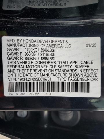 19XFL2H89SE016781 - 2025 HONDA CIVIC SPORT 黑色 照片 13