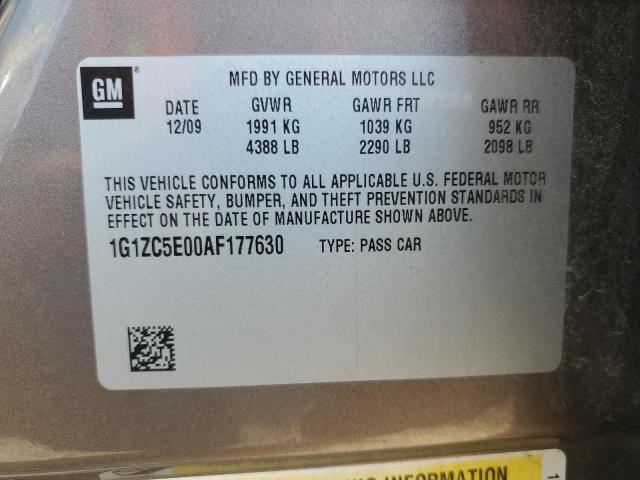 1G1ZC5E00AF177630 - 2010 CHEVROLET MALIBU 1LT GRAY photo 12