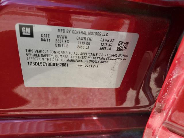 1G6DL5EY8B0162081 - 2011 CADILLAC CTS PERFORMANCE COLLECTION Красный фото 12