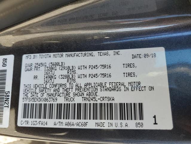 5TFSX5EN3KX063769 - 2019 TOYOTA TACOMA ACCESS CAB ნაცრისფერი ფოტო 12