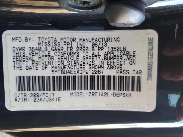 5YFBU4EEXDP212067 - 2013 TOYOTA COROLLA BASE Qara foto 12