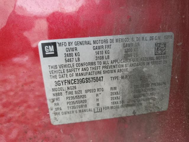 3GYFNCE39GS575047 - 2016 CADILLAC SRX PERFORMANCE COLLECTION Қызыл фото 14