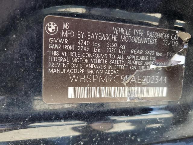 WBSPM9C55AE202344 - 2010 BMW M3 BLACK photo 12