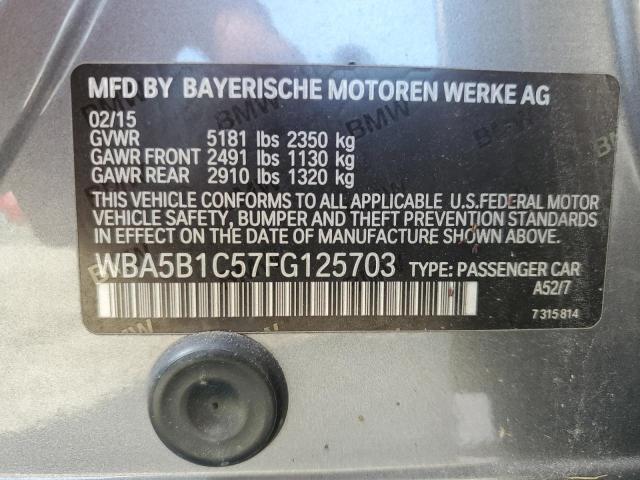 WBA5B1C57FG125703 - 2015 BMW 535 I GRAY photo 12