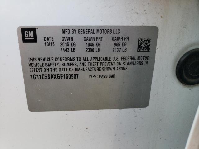 1G11C5SAXGF150907 - 2016 CHEVROLET MALIBU LIM LT 白色 照片 12