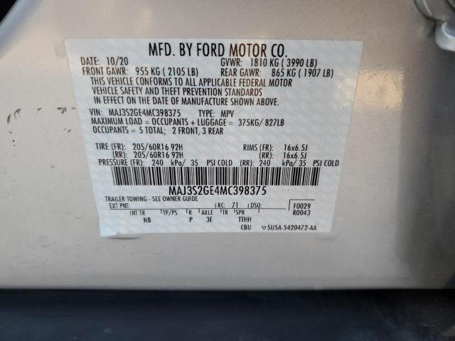 MAJ3S2GE4MC398375 - 2021 FORD ECOSPORT SE Gümüş fotoğraf 13